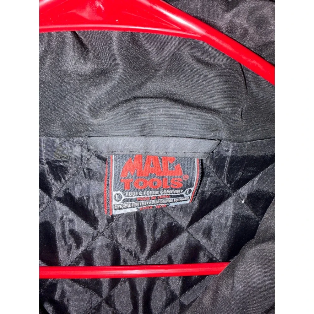 Mac Tools Racing Jacket Mens Large Black Quilted Embroidered Workwear Zip